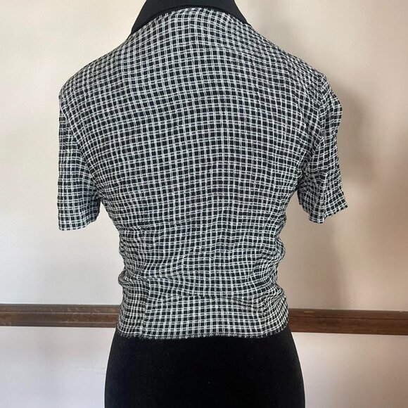 Vintage 90s Scarlett Cropped Blazer Top Short Sleeve Plaid Checkered XS/S 90s - Picture 7 of 7